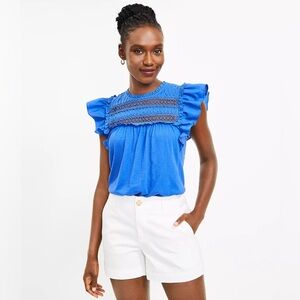 LOFT Women’s Ruffled Trimmed Blue Blouse Size L
